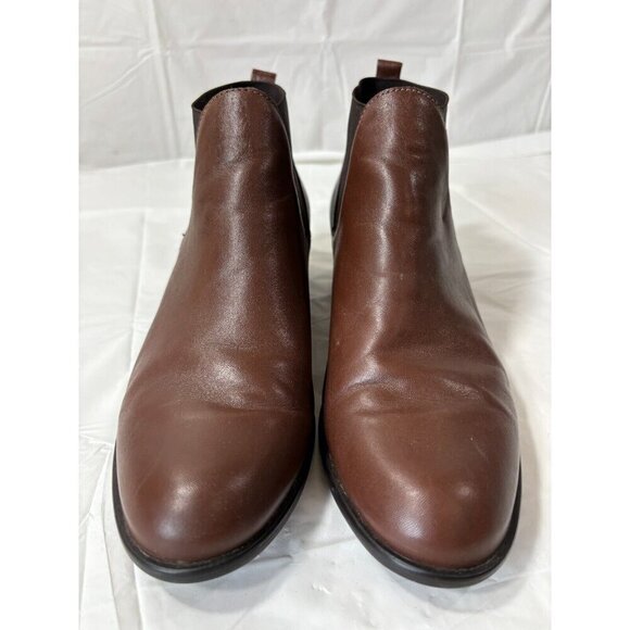 Munro Womens Shari Boot Size 9.5 Brown Leather Chelsea Bootie Block Heel Pull On - Picture 5 of 13